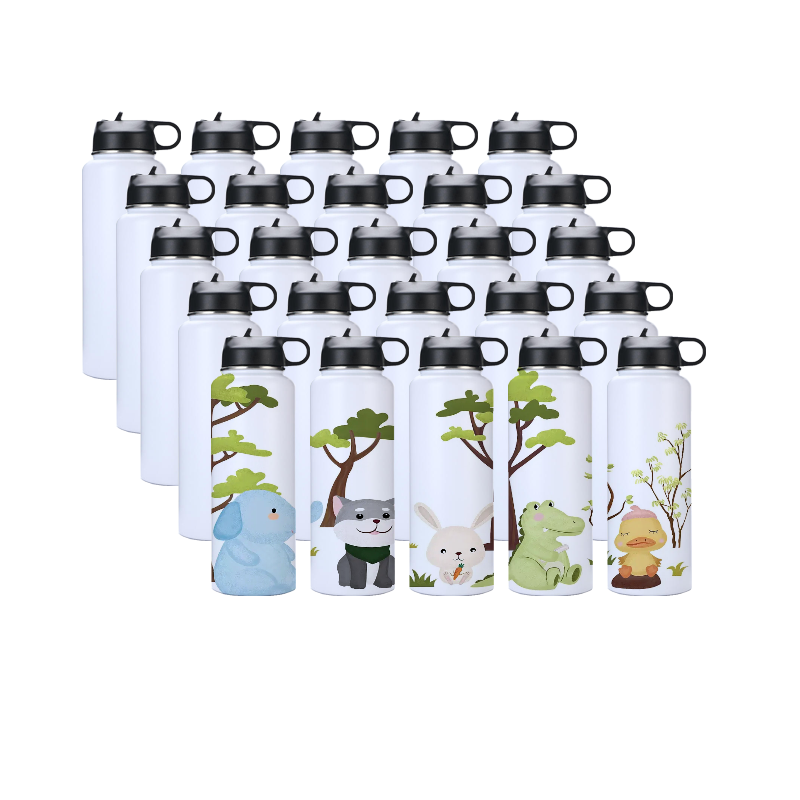 32oz Case (25 UNITS)Wide Mouth Sublimation Tumbler Blank Stainless Steel Sports Water Bottle Kettle with Straw Cover with Nozzle Cover
