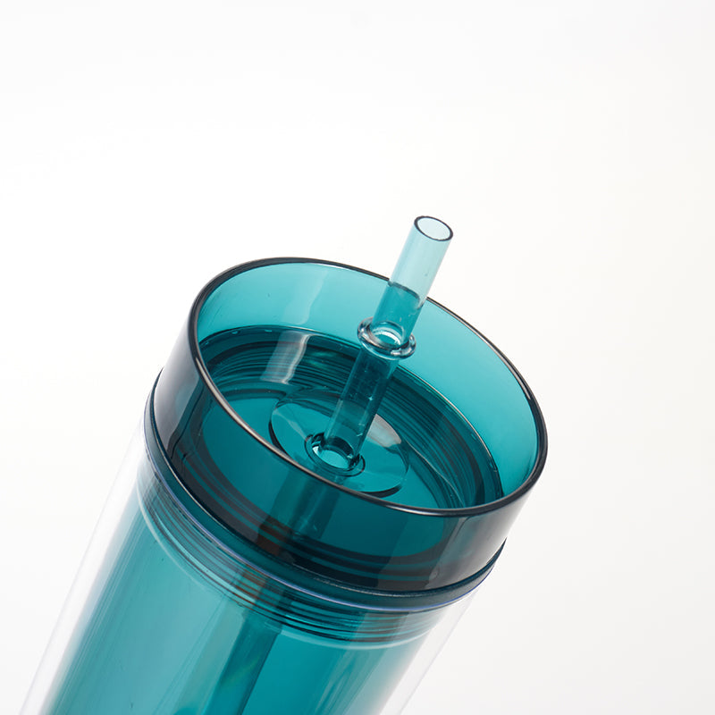 16oz Case (25 Units) Double Wall Colored Acrylic Blanks Classic Tumblers With Straw