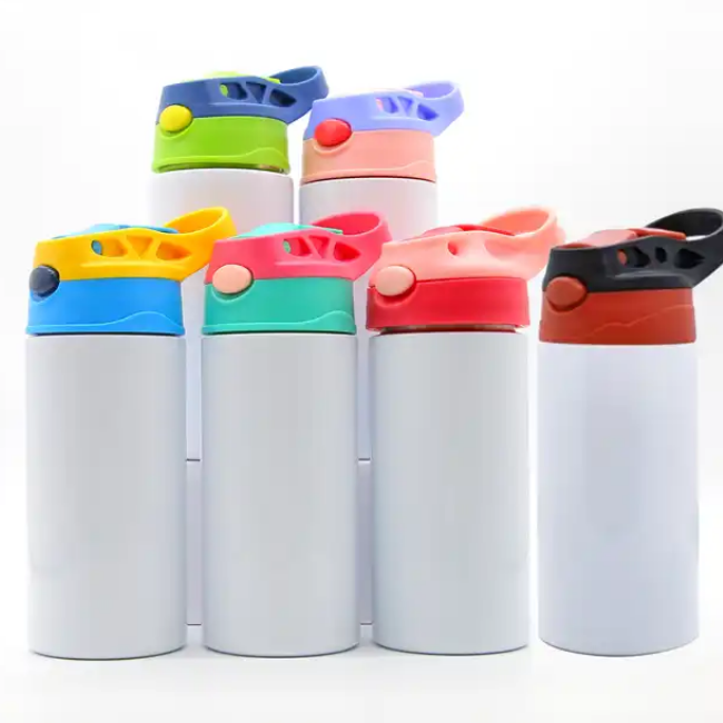 Case of 25Pack(5colos) 12 Oz Sublimation Kid Tumbler Cup Insulated Water Bottle, with Straw and Lid, Sublimation Water Bottle Blank