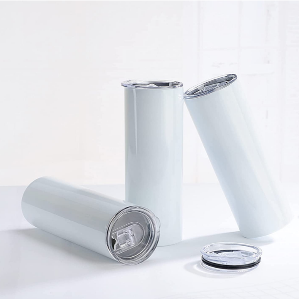 30oz Case (25 UNITS) Sublimation Tumbler Skinny Blank Flat Bottomed, Stainless Steel Double-layer Insulation with Cover, Independent Box