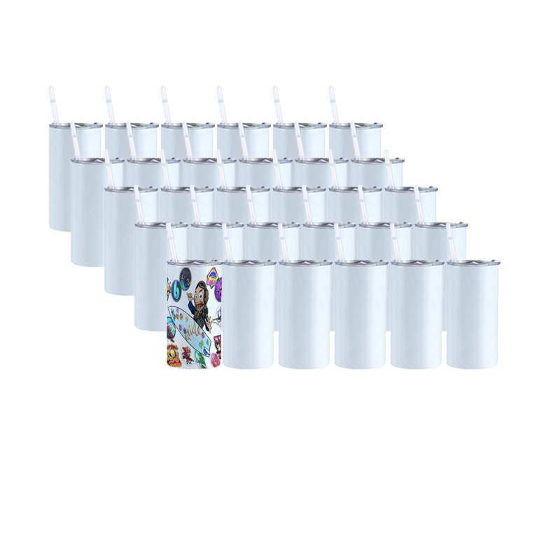 15oz Case (30 UNITS) Sublimation Tumbler Blank Flat Bottomed, Stainless Steel Double-layer Insulation with Cover, Independent Box