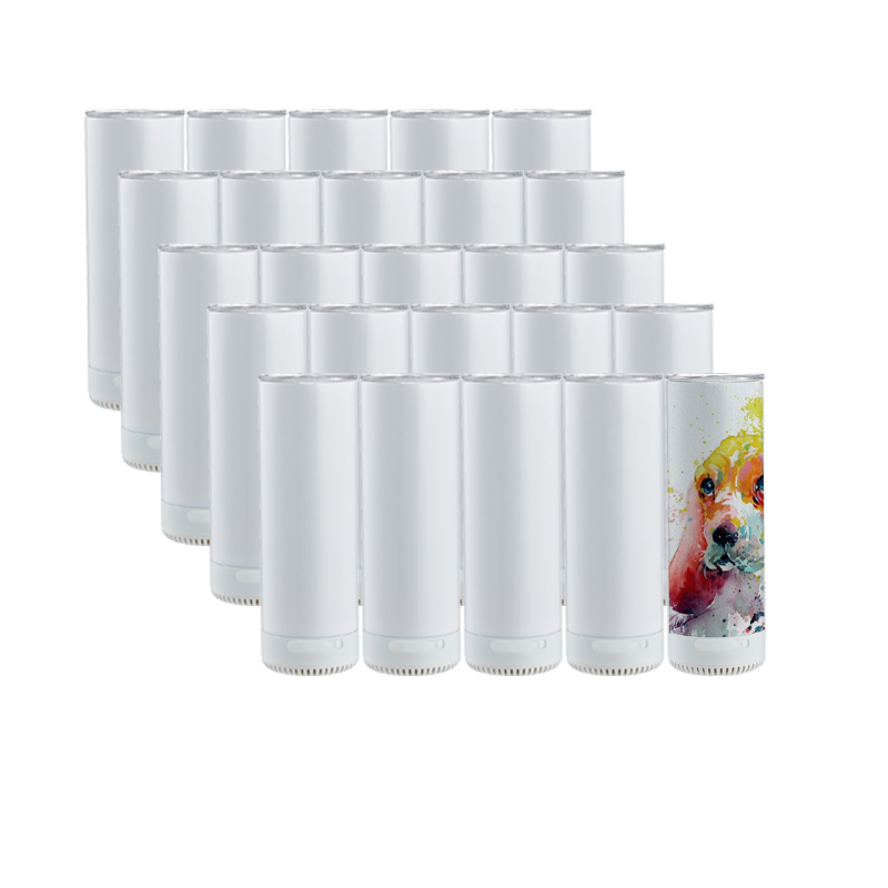 5Pack 25Pack 20oz New Models Sublimation Bluetooth Speaker Tumbler Straight Skinny