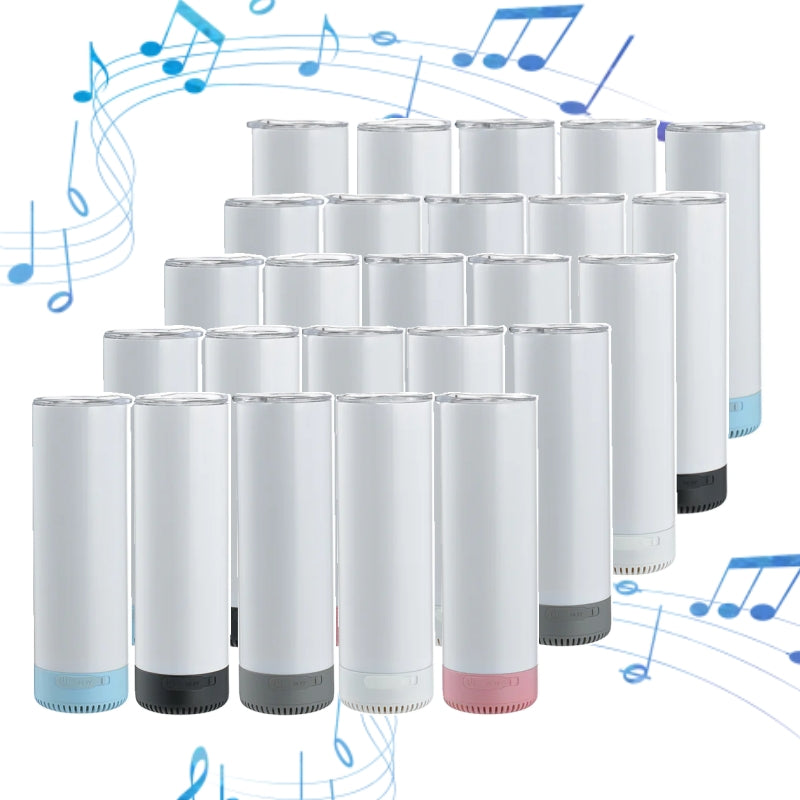 5Pack 25Pack 20oz New Models Sublimation Bluetooth Speaker Tumbler Straight Skinny