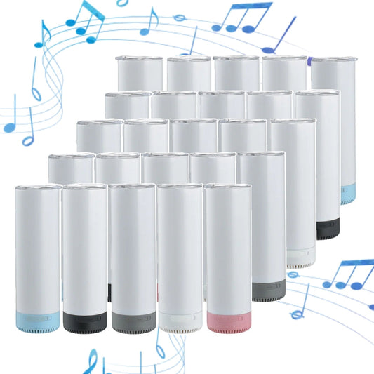 5Pack 25Pack 20oz New Models Sublimation Bluetooth Speaker Tumbler Straight Skinny