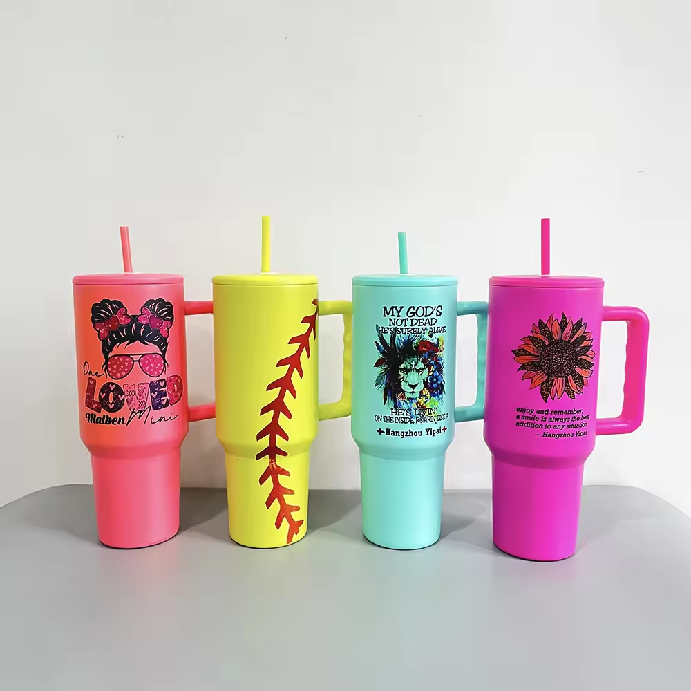 Case of 25Pack H3.0 40oz Sublimation Matte Tumbler Insulated Handle Tumbler with Lids with Handle and Straw