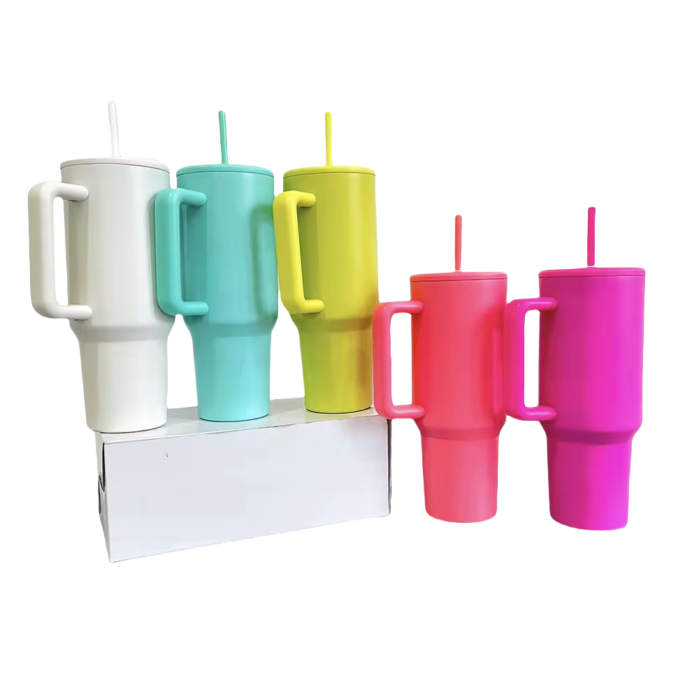 Case of 25Pack H3.0 40oz Sublimation Matte Tumbler Insulated Handle Tumbler with Lids with Handle and Straw