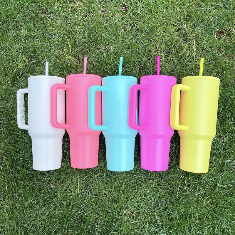 Case of 25Pack H3.0 40oz Sublimation Matte Tumbler Insulated Handle Tumbler with Lids with Handle and Straw