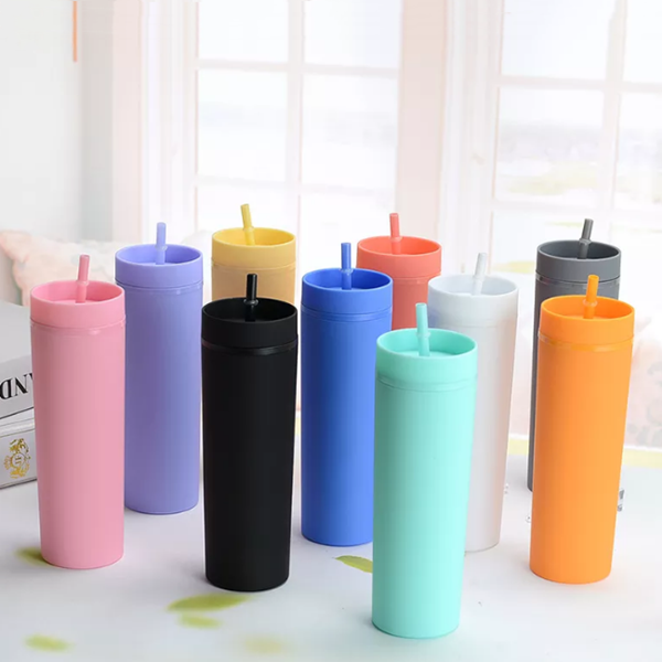 16oz (30 / UNITS) Skinny Matte Pastel Colored Acrylic Tumblers