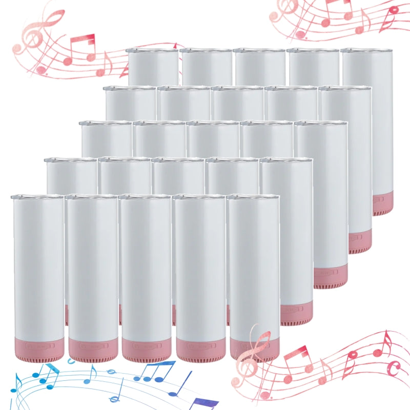 5Pack 25Pack 20oz New Models Sublimation Bluetooth Speaker Tumbler Straight Skinny