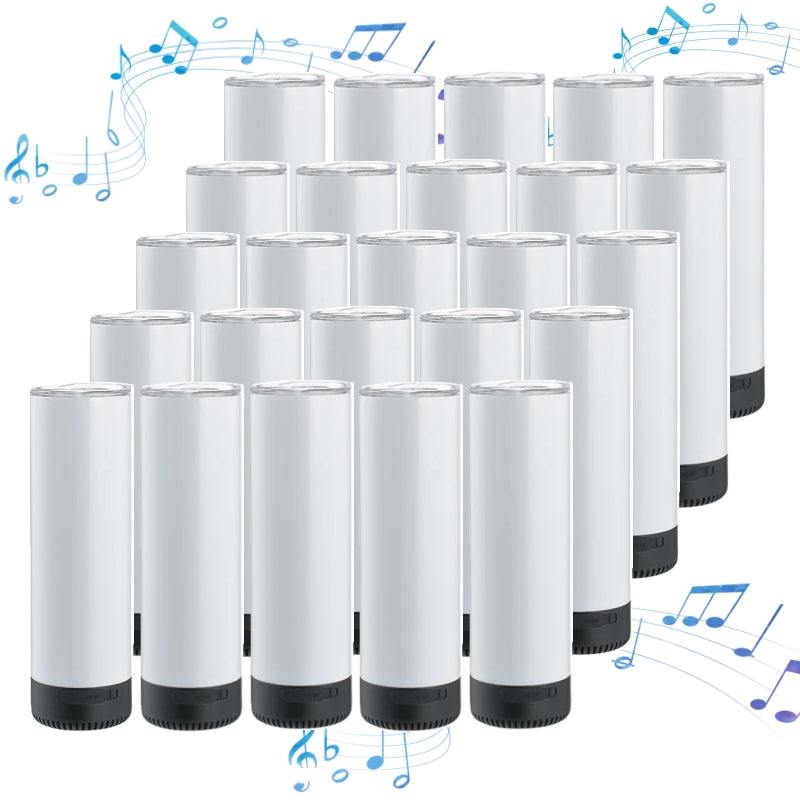 5Pack 25Pack 20oz New Models Sublimation Bluetooth Speaker Tumbler Straight Skinny
