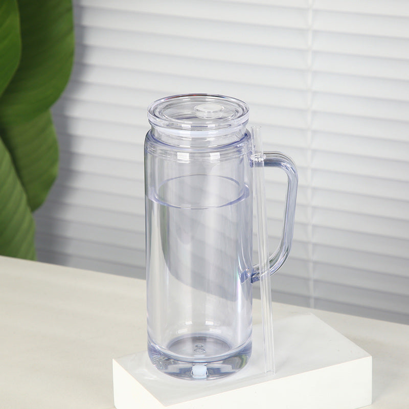16oz/20oz Case (25 Units ) Snowglobe Plastic Tumbler Double Wall Leak-Proof BPA Free Eco-Friendly Mug with Handle and Plugs