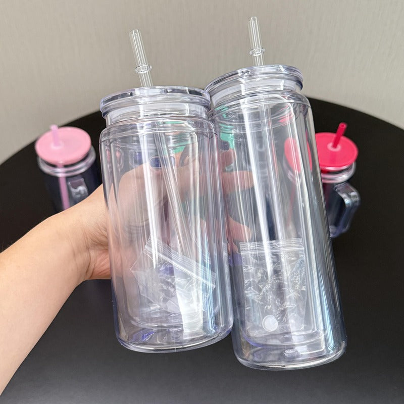 16oz/20oz Case (25 Units ) Snowglobe Plastic Tumbler Double Wall Leak-Proof BPA Free Eco-Friendly Mug with Handle and Plugs