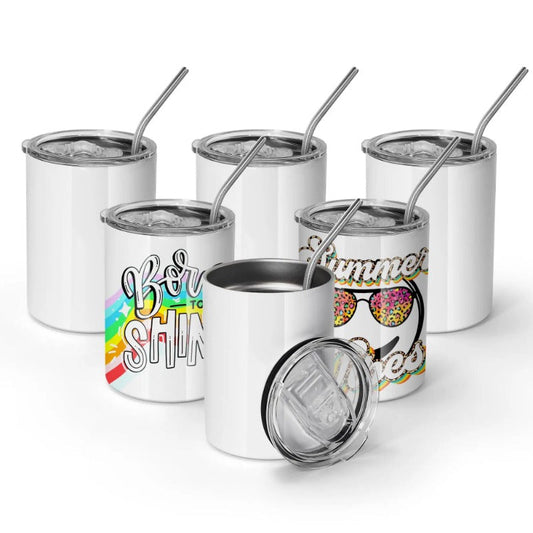 12 oz case (25 pieces) sublimation blank double wall vacuum insulated stainless steel straight tumbler coffee cup with stainless steel straw