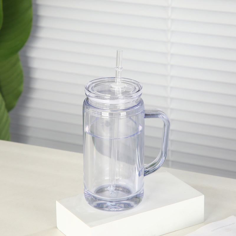 16oz/20oz Case (25 Units ) Snowglobe Plastic Tumbler Double Wall Leak-Proof BPA Free Eco-Friendly Mug with Handle and Plugs