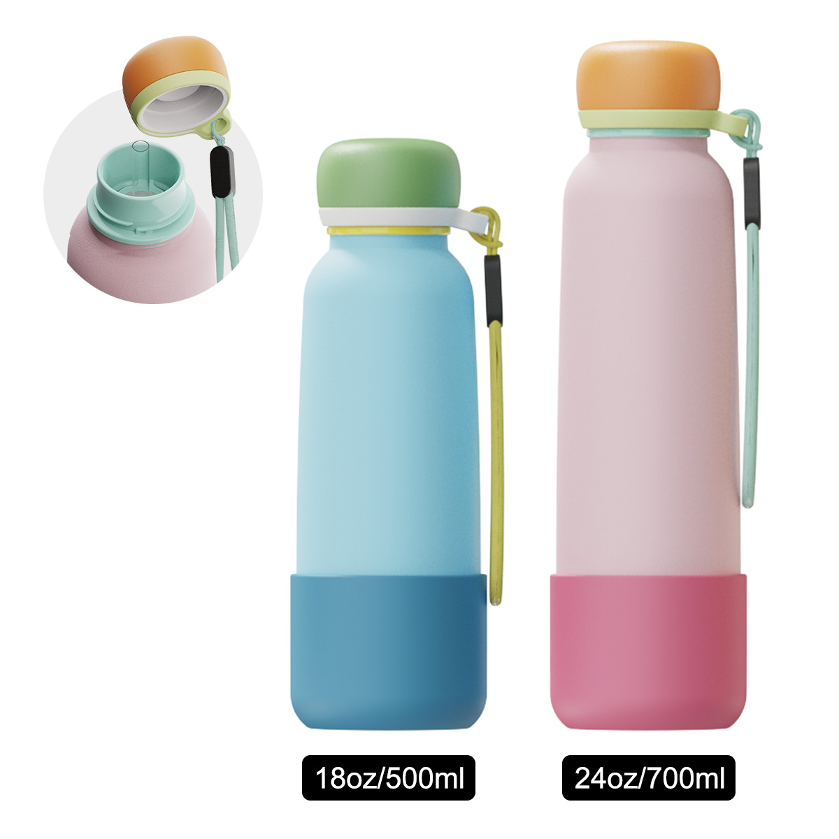 25Pack of 18oz Insulated Water Bottle Stainless Steel with Straw, Leak proof, Bisphenol A Free, Double Wall Vacuum, Can Maintain Low