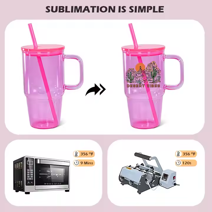 20oz Case  (20 UNITS) Sublimation Multi-color Transparent Glass Beer Drum Blanket, Juice Jelly Colored Travel Mug, with Lid and Straw,