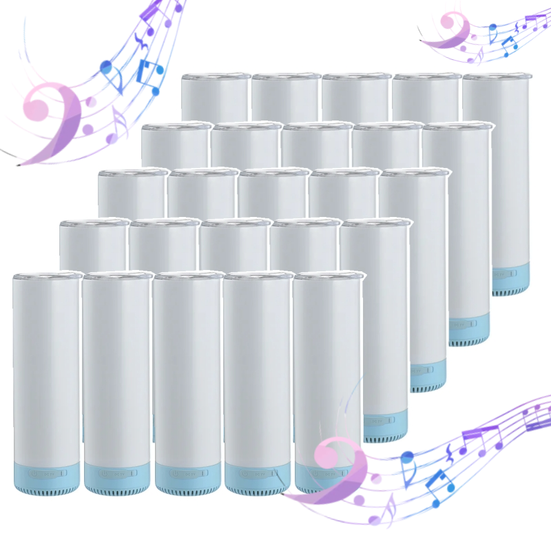 5Pack 25Pack 20oz New Models Sublimation Bluetooth Speaker Tumbler Straight Skinny