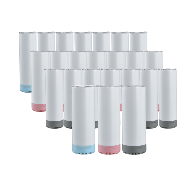 5Pack 25Pack 20oz New Models Sublimation Bluetooth Speaker Tumbler Straight Skinny