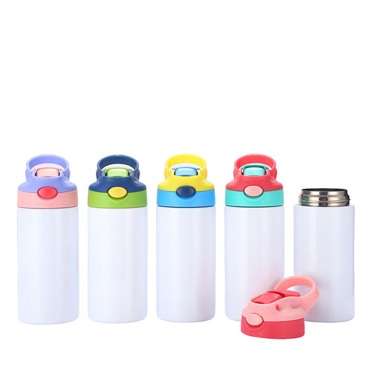 Case of 25Pack（5colos） 12 Oz Sublimation Kid Tumbler  Cup Insulated Water Bottle, with Straw and Lid,  Sublimation Water Bottle Blank